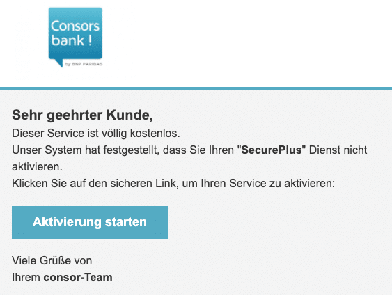 2020-10-23 Consorsbank Spam Fake-Mail Wichtige Nachricht