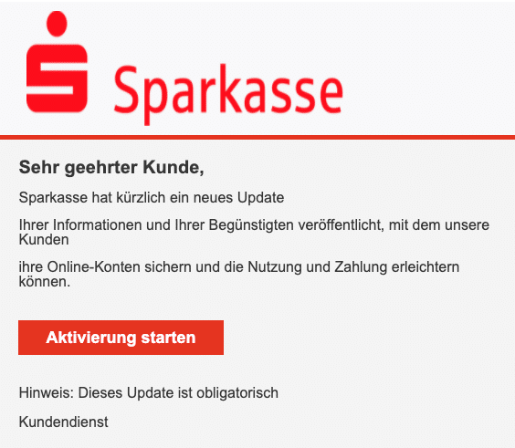 2020-10-09 Sparkasse Spam Fake-Mail Nachricht wichtig