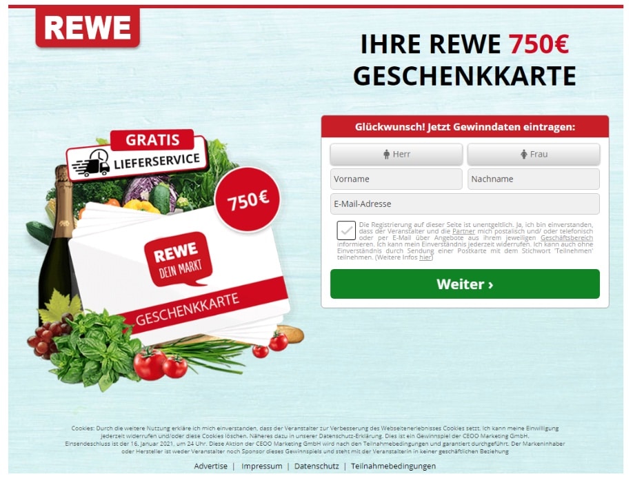 2020-10-27 REWE Spam Fake-Mail 750 Euro Gutschein