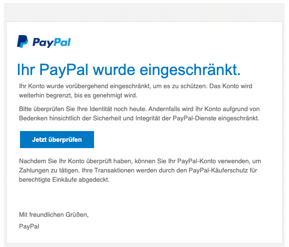 2021-01-06 PayPal Spam-Mail Aktivitaet greift auf Informationen zu