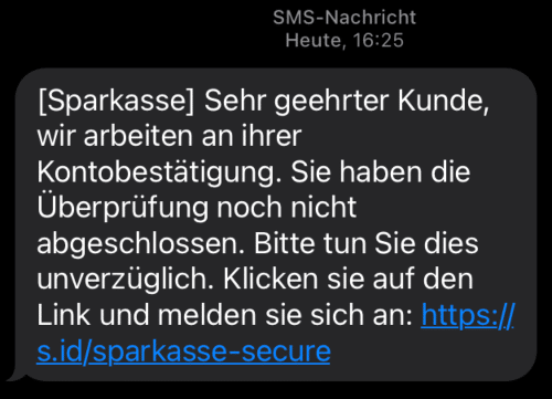 2021-02-10 SMS Sparkasse Fake