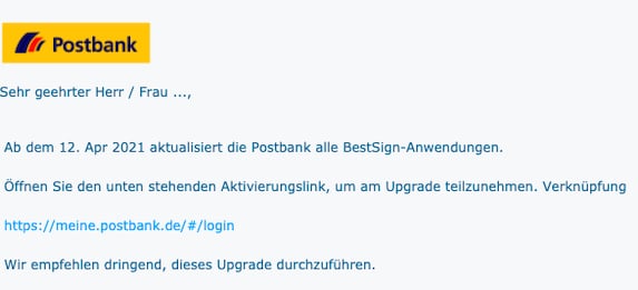 2021-04-18 Postbank Spam