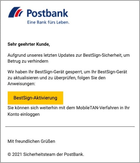 2021-09-07 Postbank Spam